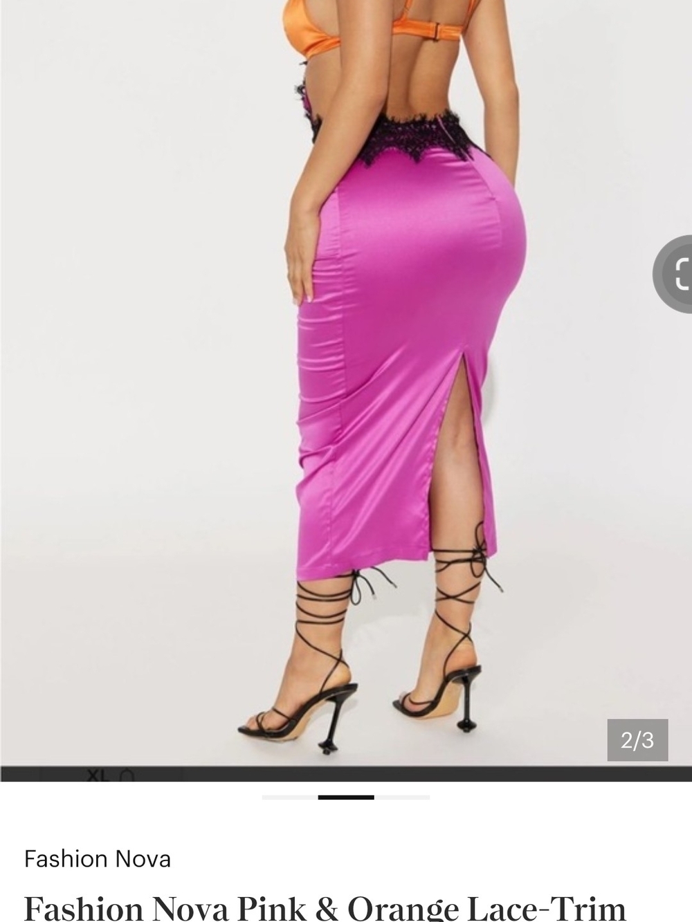 Fashion Nova Pink Lace-Trim Cutout Dress - Picture 2 of 4